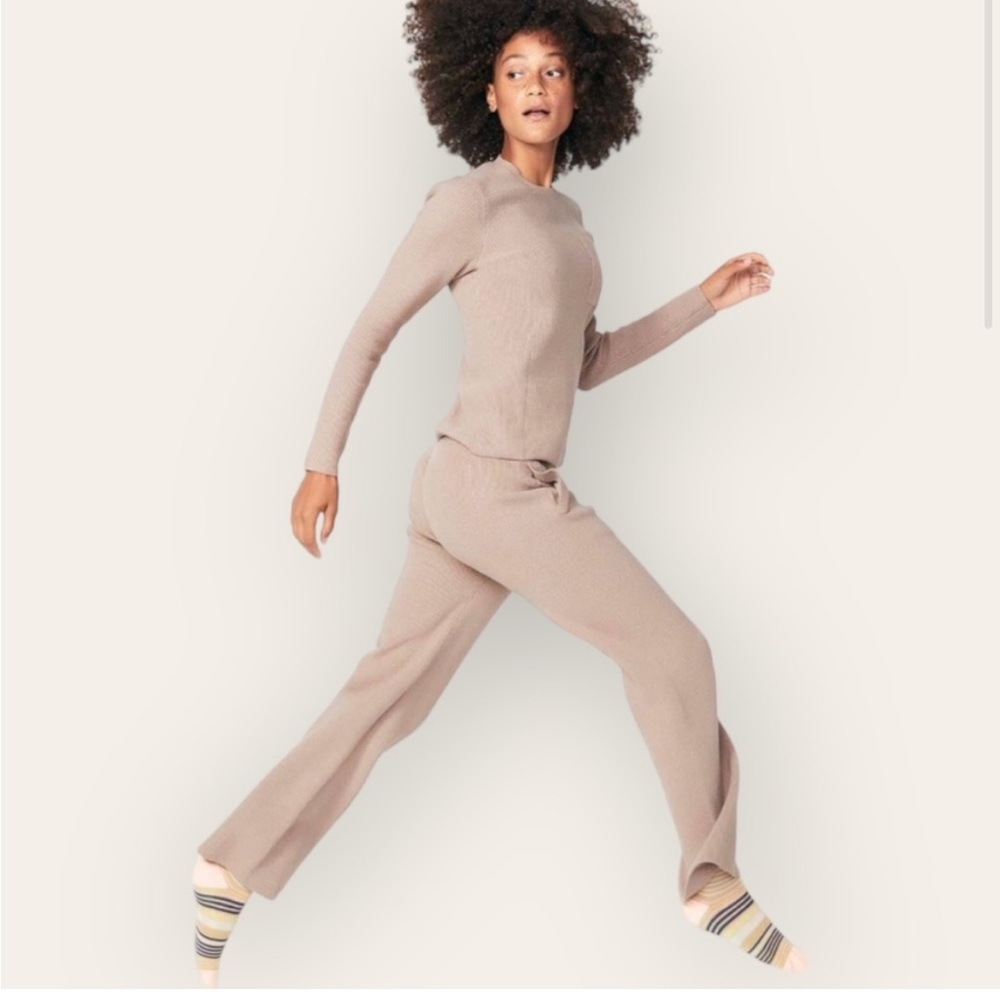 Figs Heavy Pajama PJ Set Tan Latte Size Medium